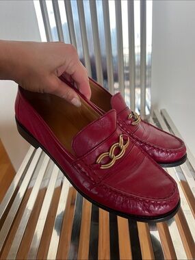 🍷Sézane merlot and gold loafers size 41 (10) with original box
